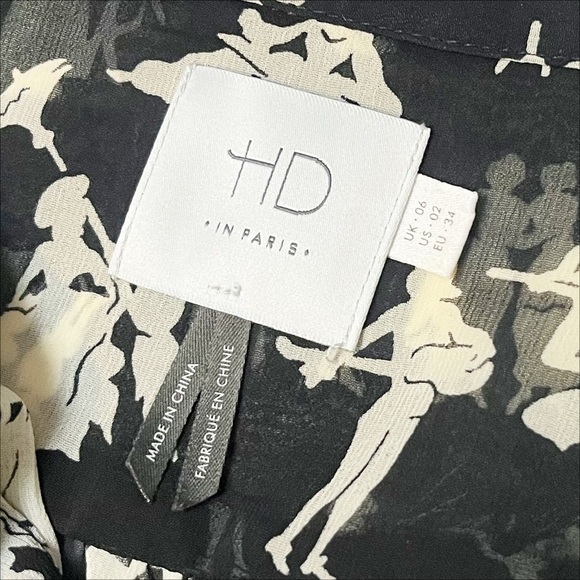 Anthropologie HD in Paris Ruffled Blouse 2 black white toile button down top - Picture 7 of 11